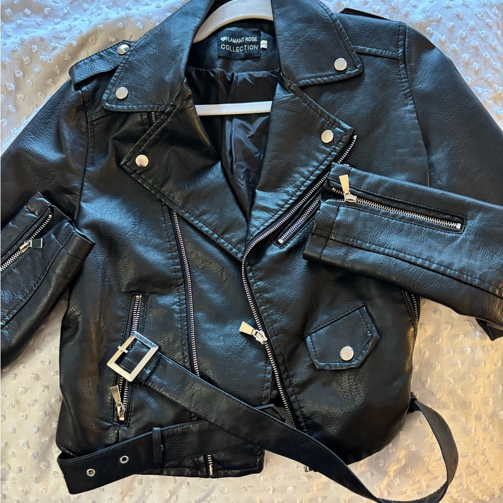 Black Faux Leather Biker Jacket
